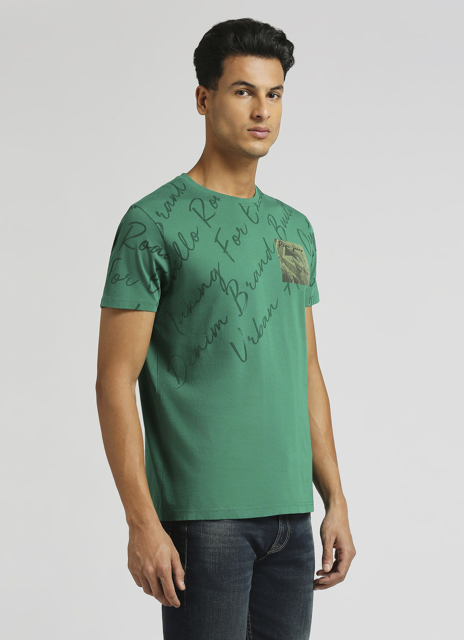 Green Printed Short Sleeve T-shirt, , large image number 3