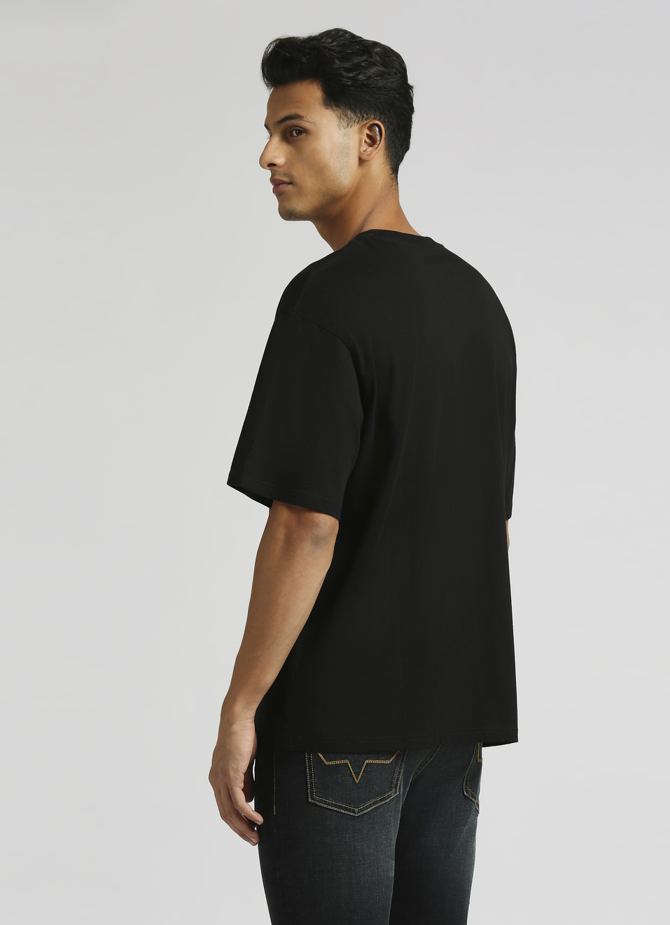 Black Oversized Photographic Print Short Sleeve T-shirt, , large image number 2