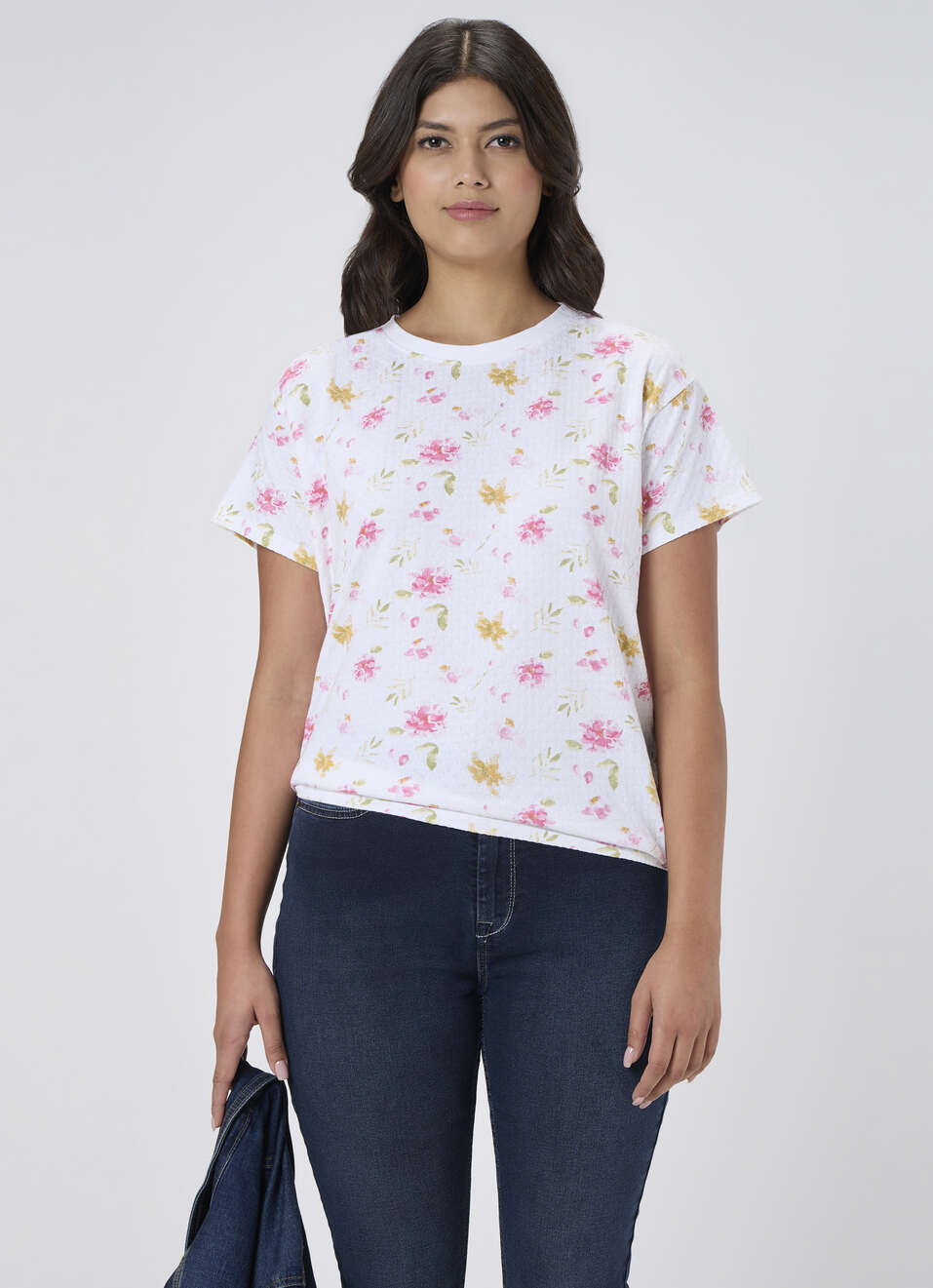 Women Pink Floral Print T-shirt, , large image number 0