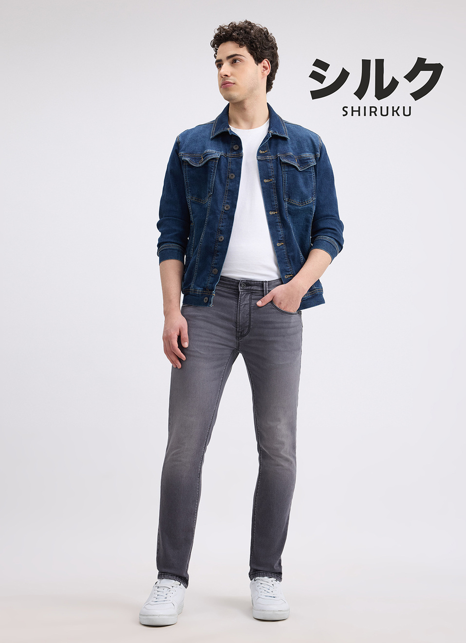 Men Dark Grey Low Rise Tapered Structured Jeans, , large image number 1