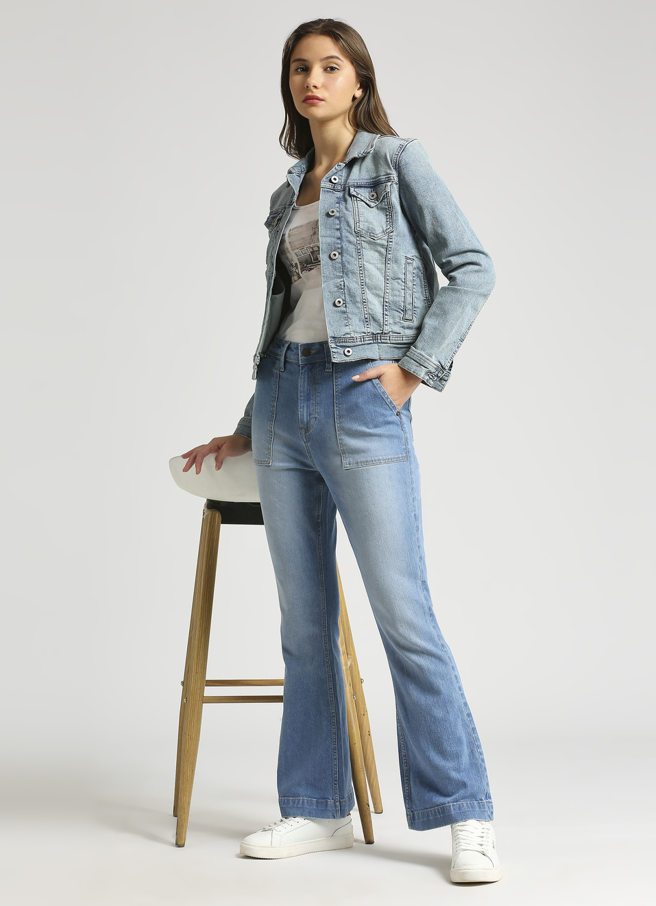 Dion Blue High Rise Flare Jeans, , large image number 0