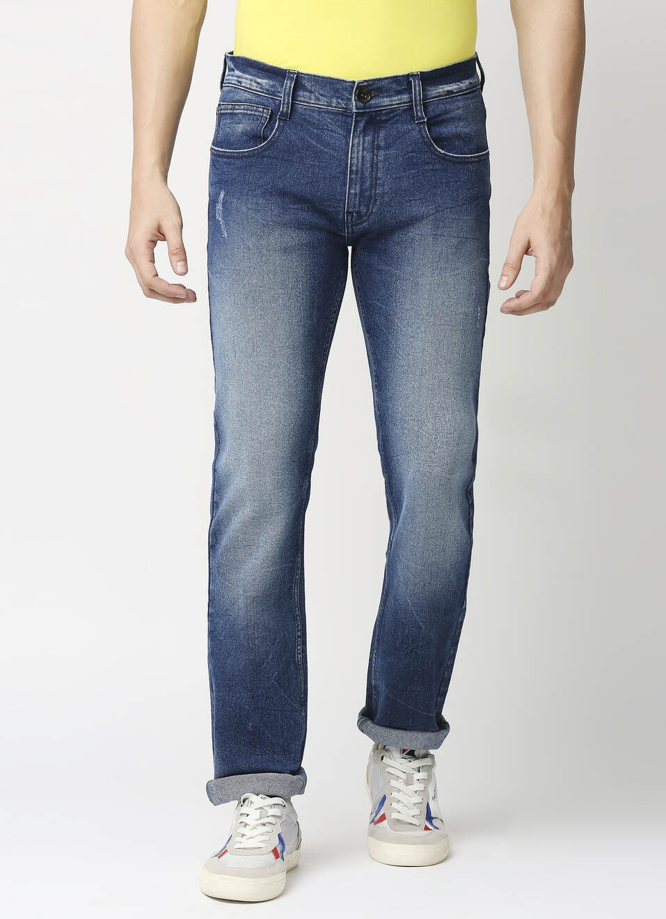 Vapour Blue Mid Rise Slim Fit Jeans, , large image number 1