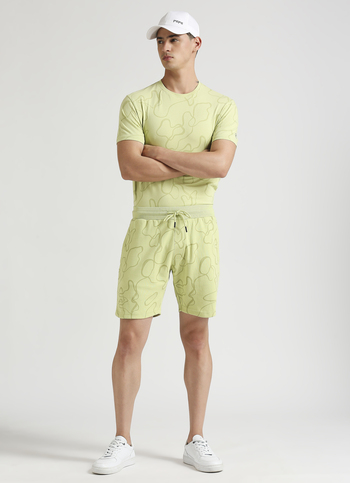 Green All Over Print Pc Interlock Fabric Shorts 