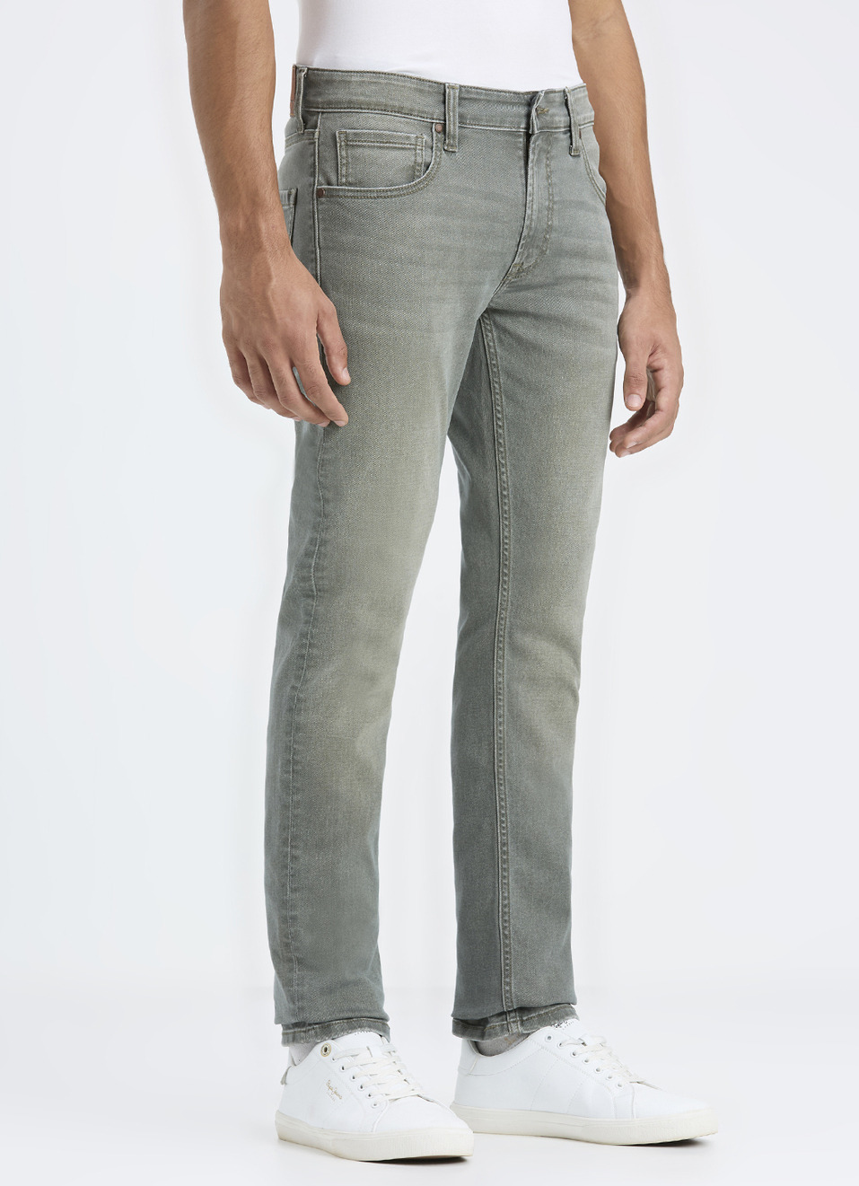 Men Grey Mid Rise Slim Fit Stretchable Jeans, , large image number 5