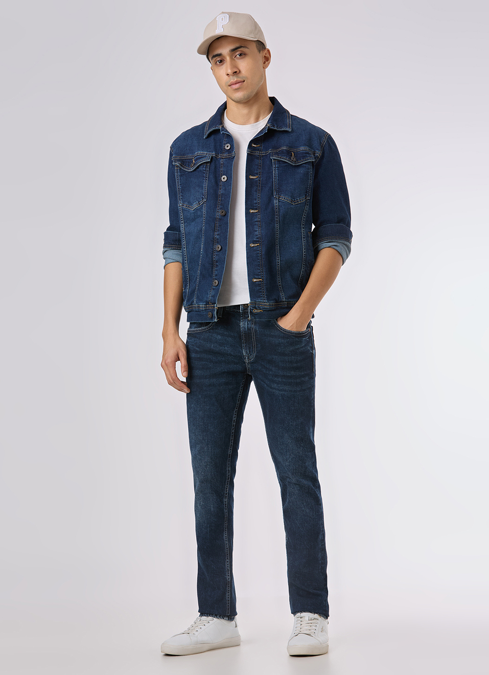 Men Blue Mid Rise Slim Fit Stretchable Jeans, , large image number 1