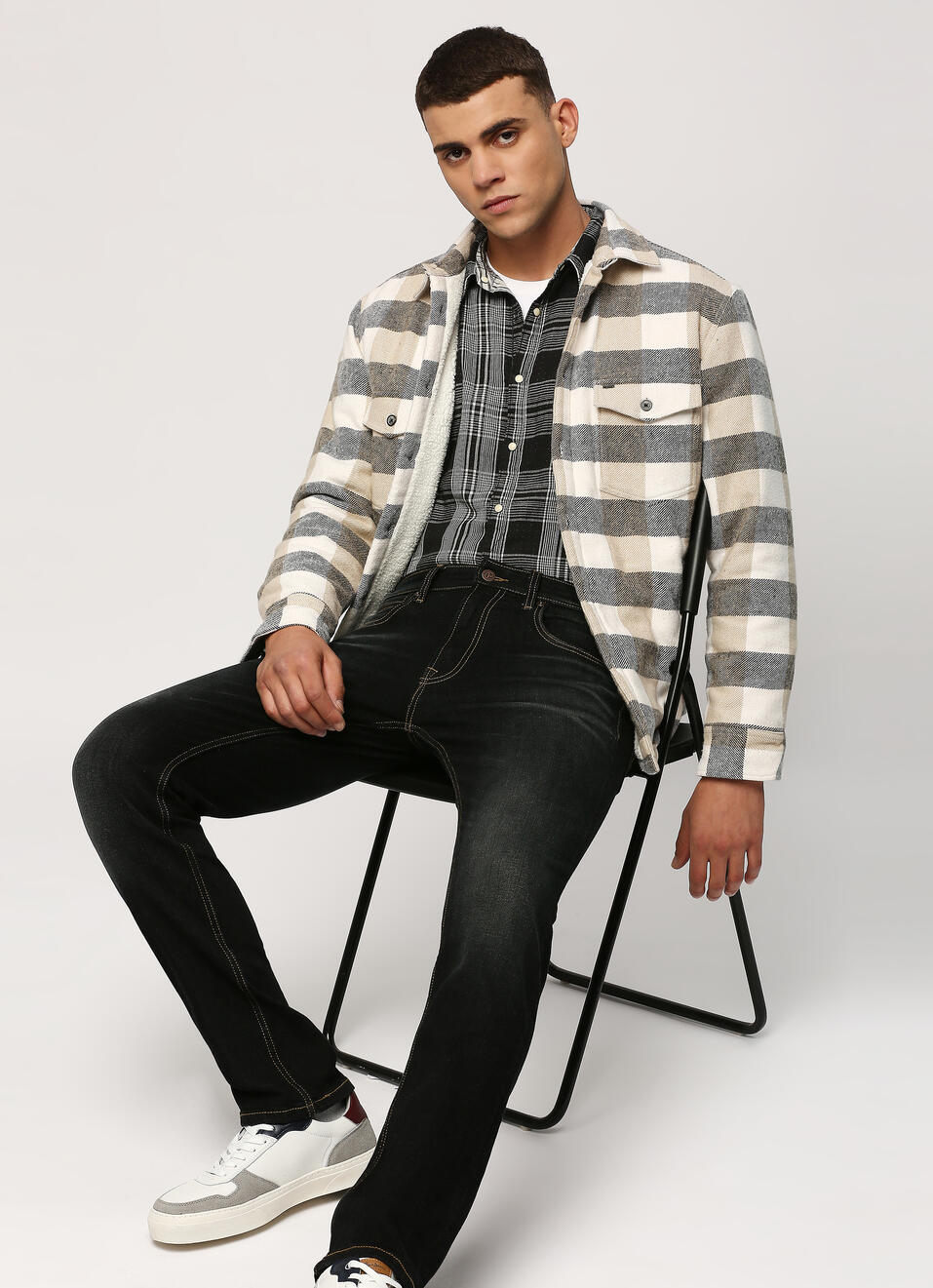 BLACK CHECKS FULL SLEEVE SHIRT, , large image number 6
