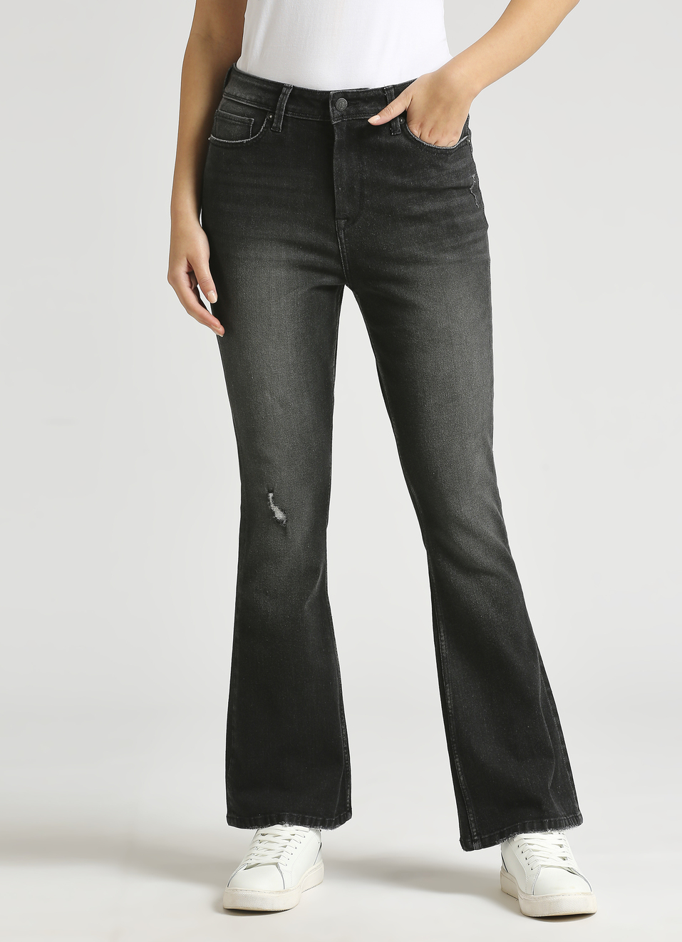 Dion Black High Waist Flare Jeans, , large image number 1