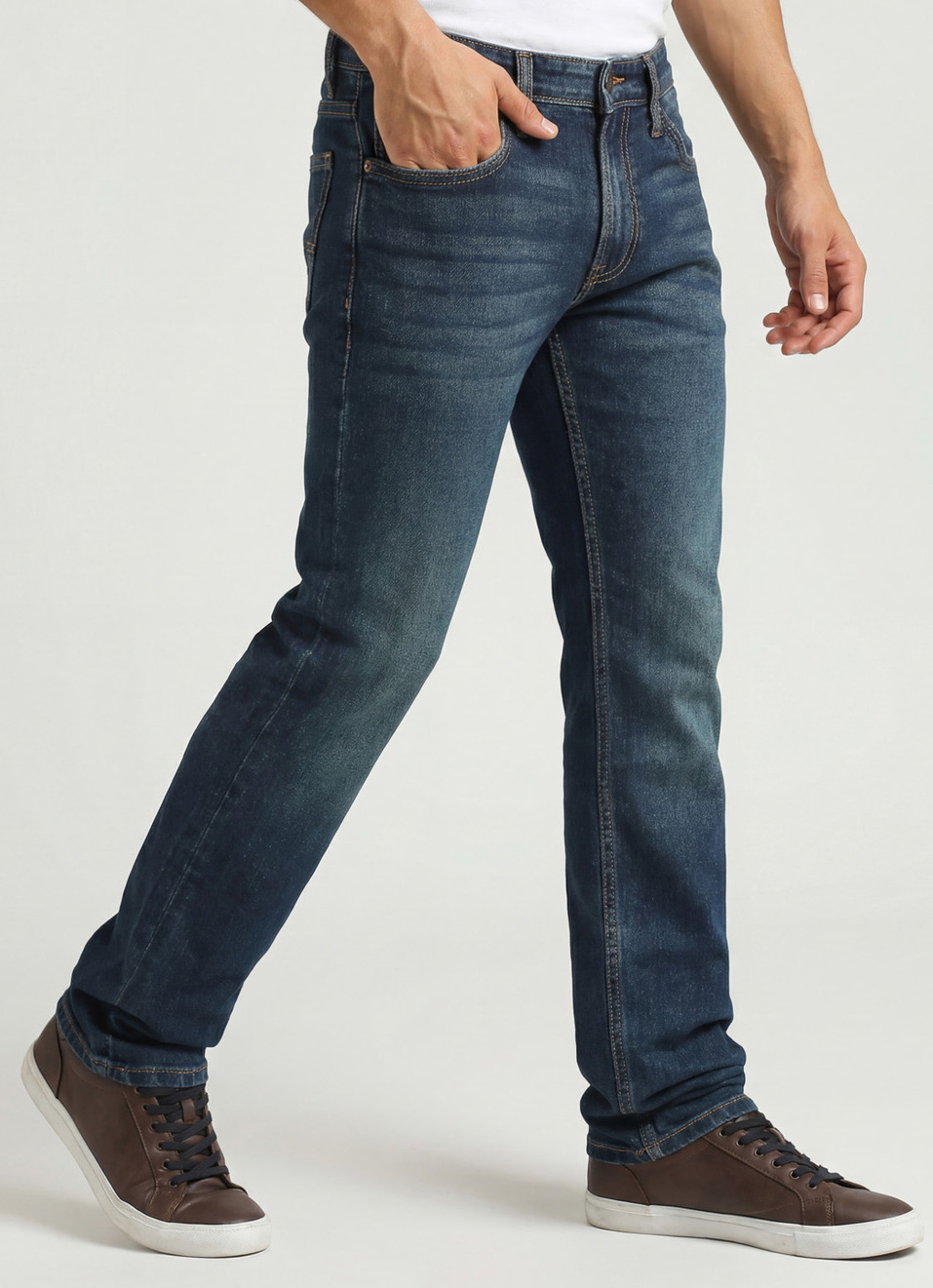 Vapour Dark Blue Mid Rise Slim Fit Jeans, , large image number 0