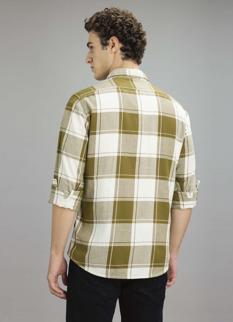 Men Green Check Long Sleeve Shirt, , large image number 6