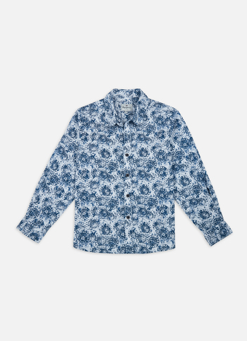Boys Blue All Over Abstract Print Full Sleeve Shirt
