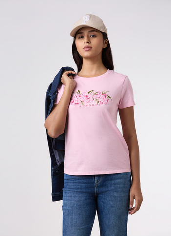 Women Pink Graphic Print T-shirt