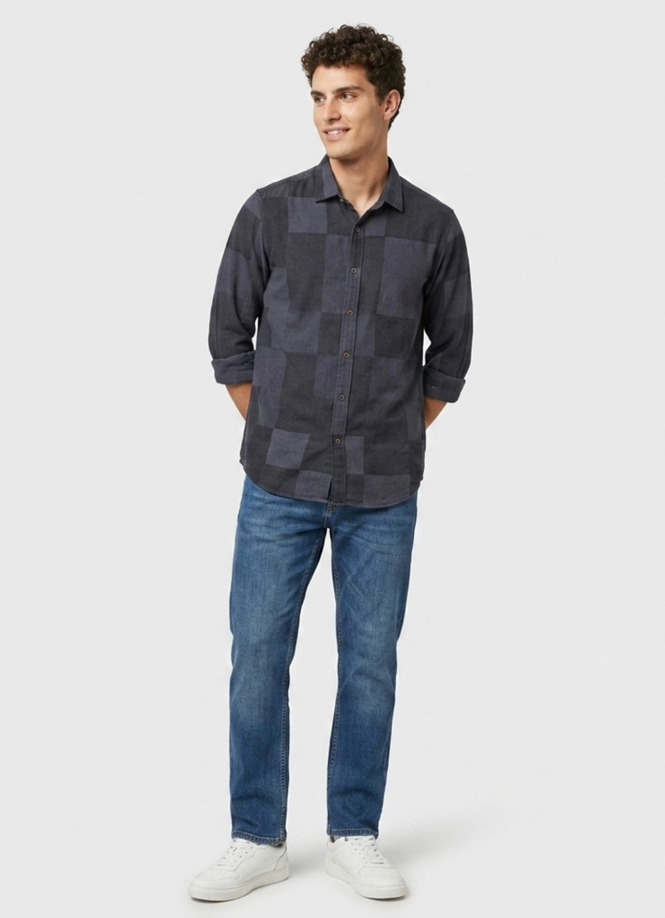 Men Black Solid Long Sleeve Shirt, , large image number 5