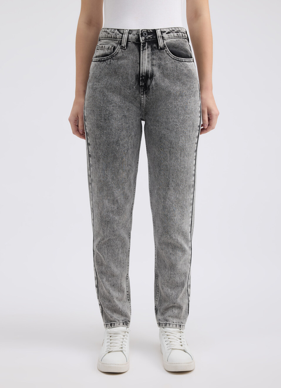 Women Grey Mom Fit High Rise Jeans, , large image number 1