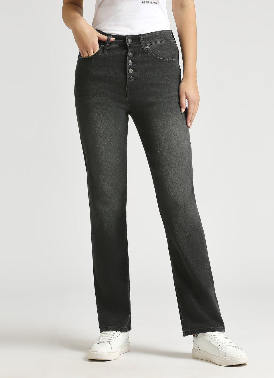 Mary Black High Waist Straight Fit Jeans, , large image number 1