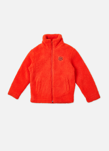 Boys Orange High Neck Full Sleeve Jacket