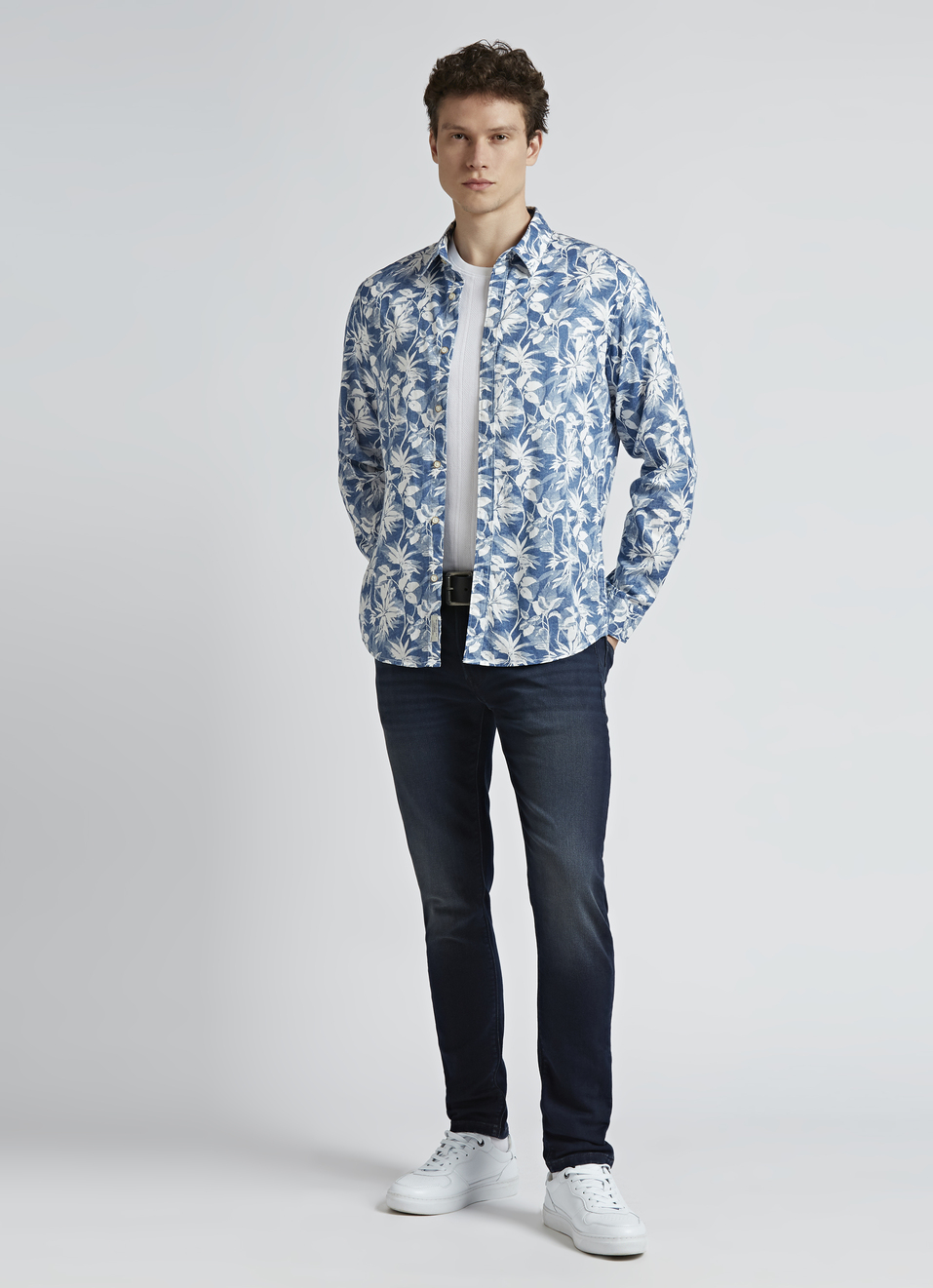 Blue Floral Print Full Sleeve Shirt, , large image number 5