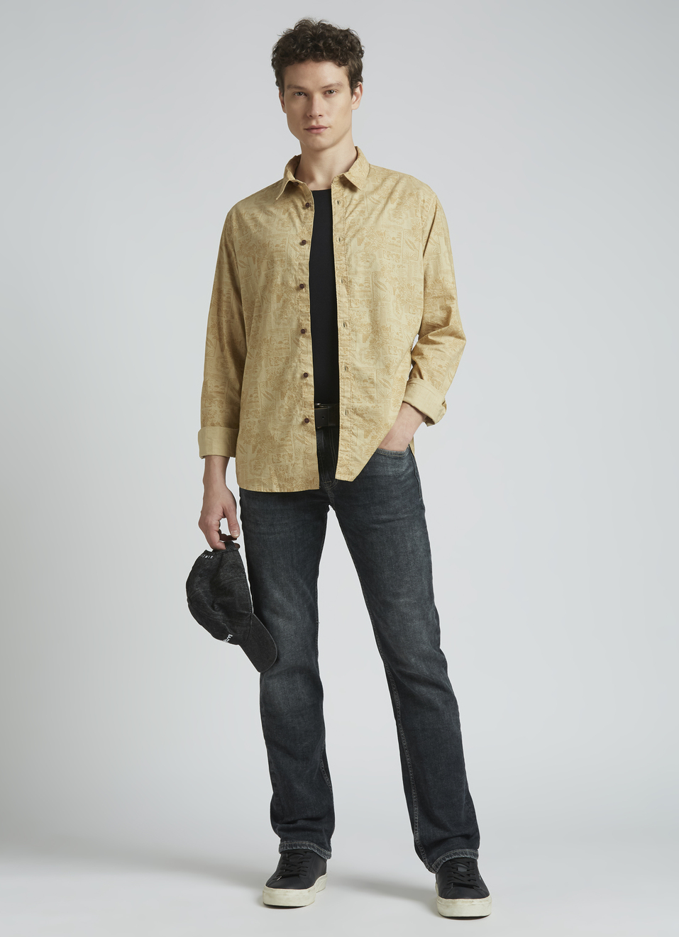 Olive Botanical Print Full Sleeve Shirt, , large image number 5