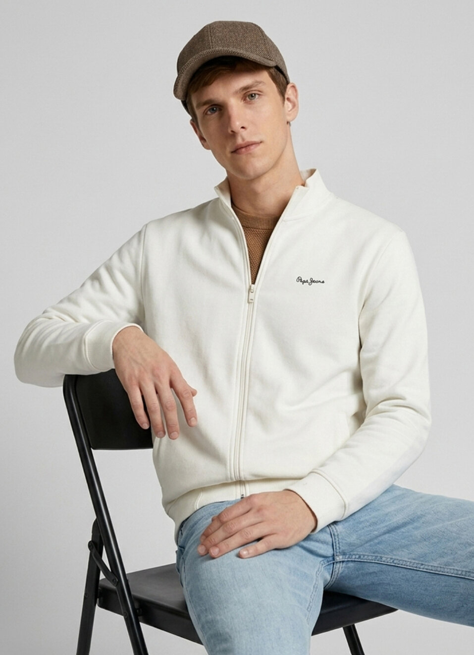 Men Off White Back Print Full Sleeve Sweatshirt, , large image number 0