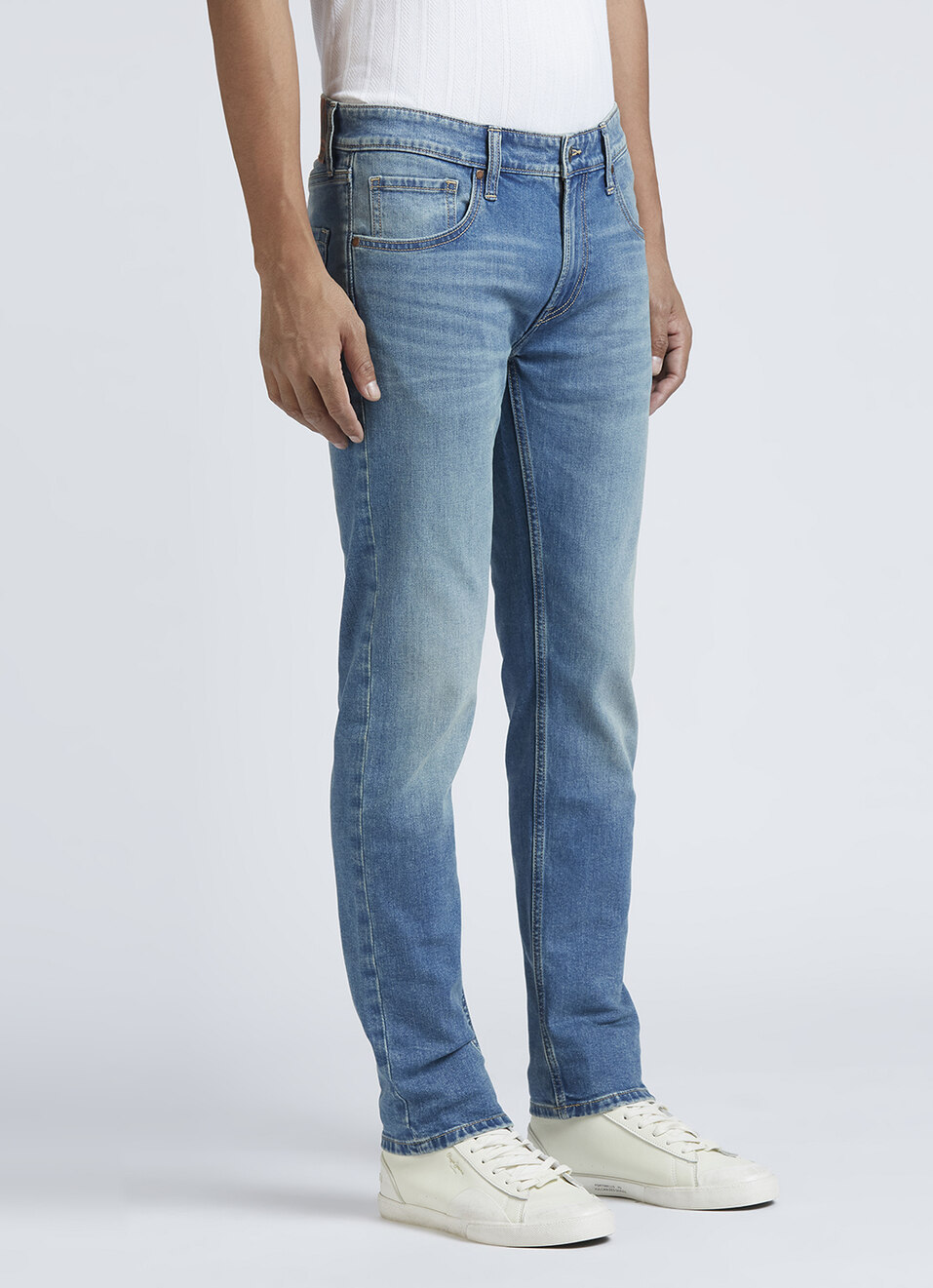 Danial Blue Low Rise Tapered Jeans, , large image number 5