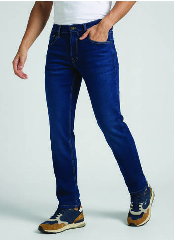 Men Blue Mid Rise Slim Fit Textured Jeans