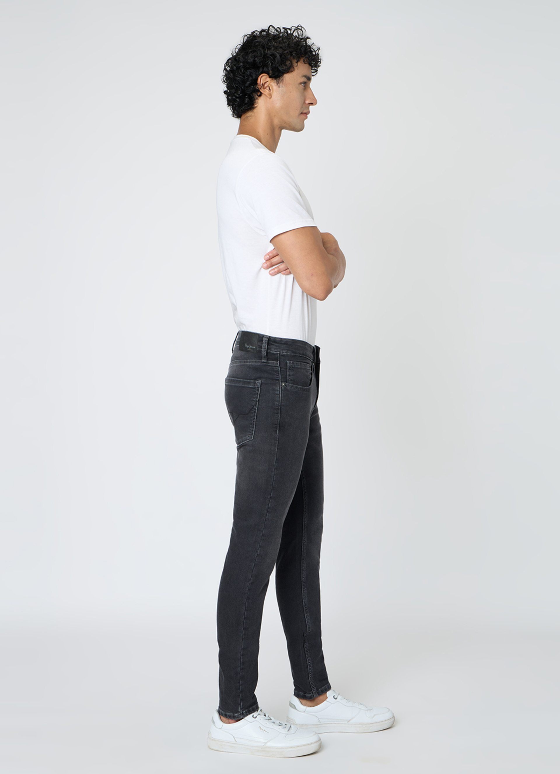 Men Black Slim Fit Stretchable Jeans, , large image number 10