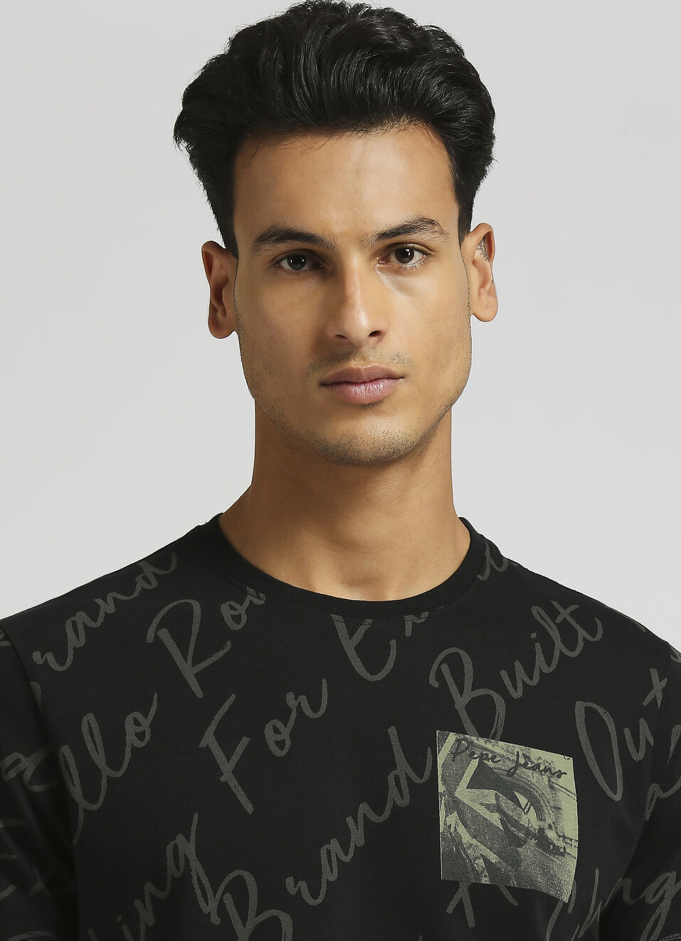 Black Printed Short Sleeve T-shirt, , large image number 4