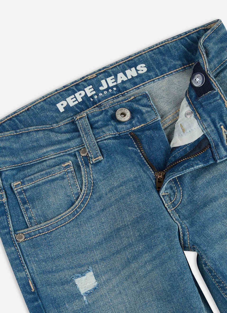 Boys Cashed Blue Mid Rise Slim Jeans, , large image number 2