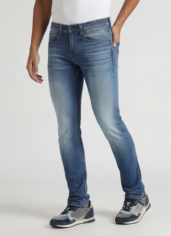 Vapour Dark Blue Mid Rise Slim Fit Powerflex Jeans