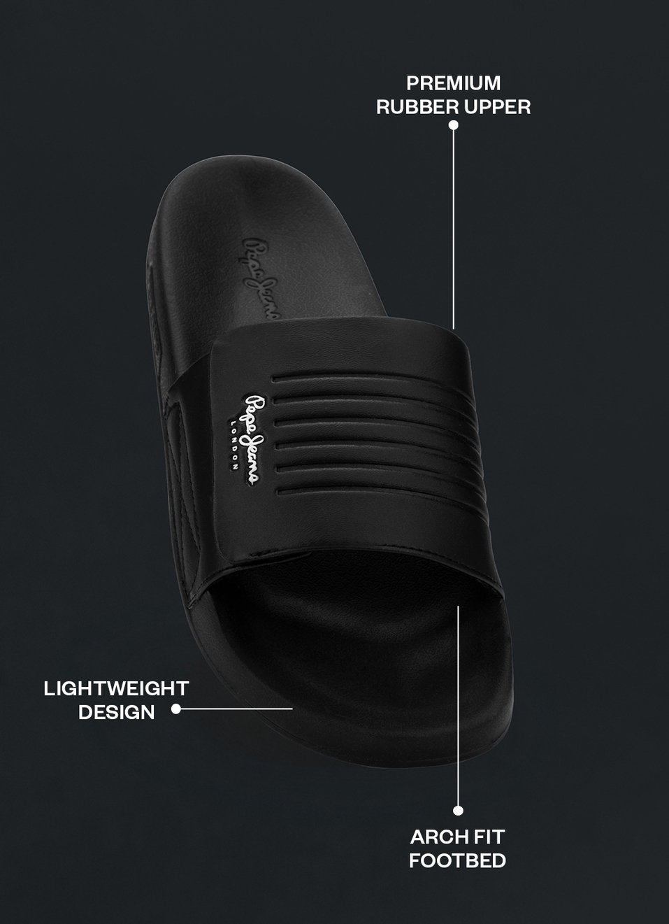 Men Black Solid Velcro Strap Slides, , large image number 1