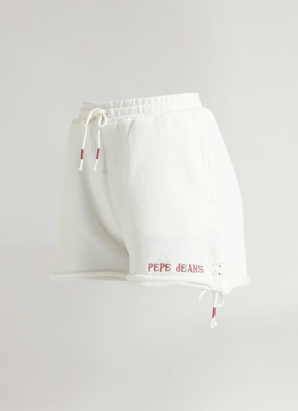 White Brand Print Twill Terry Shorts, , large image number 7