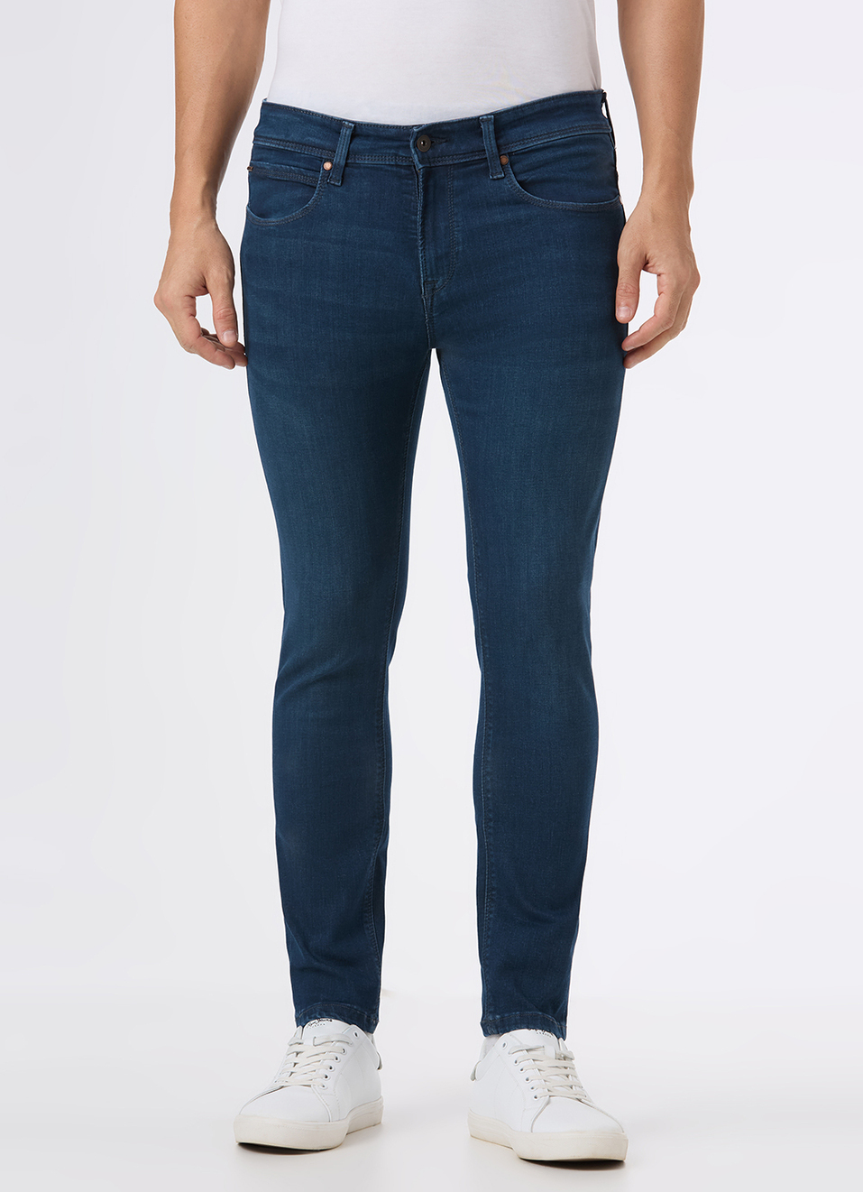Men Blue Mid Rise Slim Fit Powerflex Jeans, , large image number 6