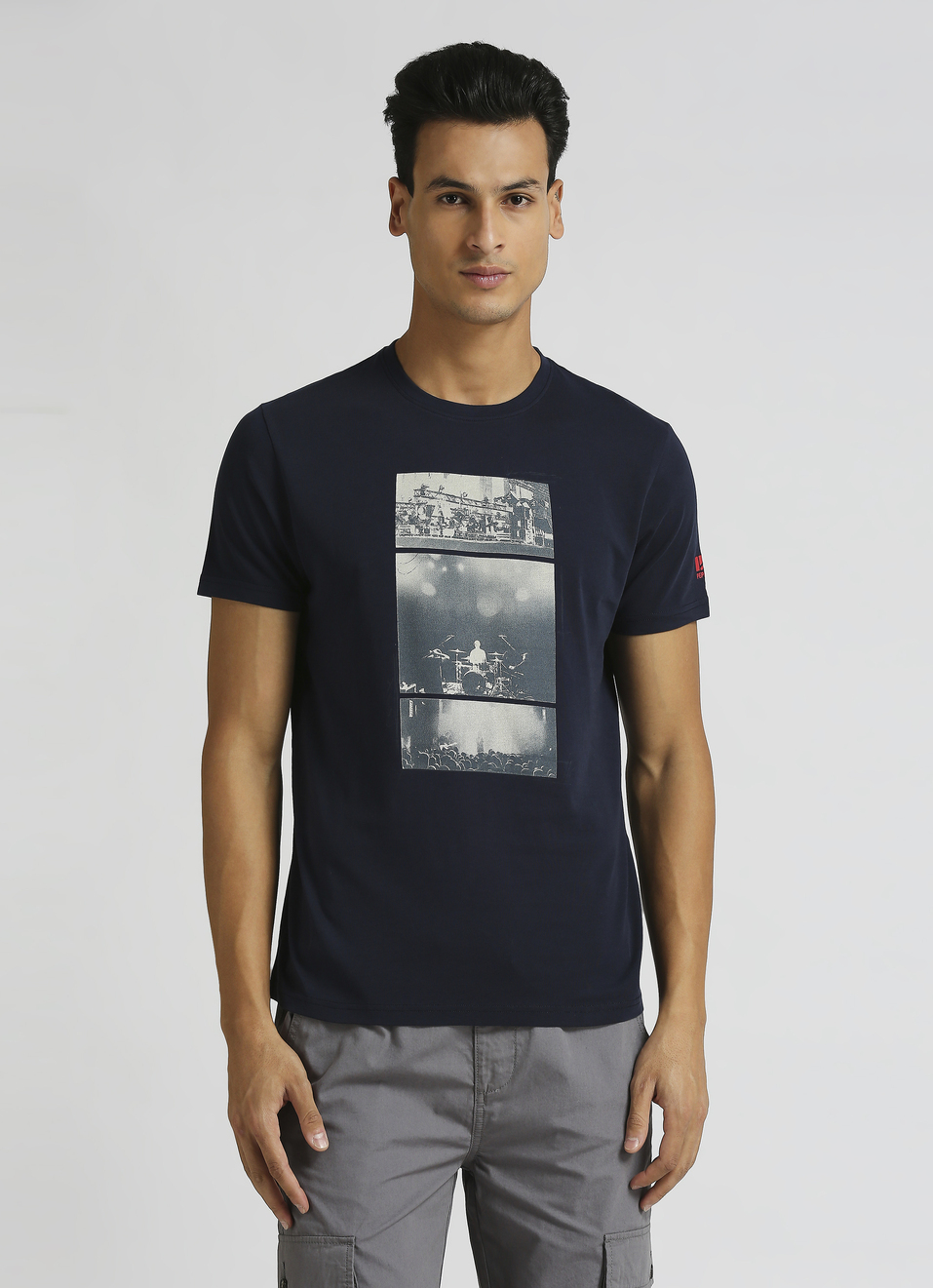 Navy Photographic Print Short Sleeve T-shirt, , large image number 0