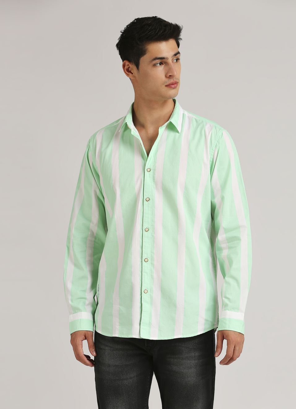 Green Stripes Long Sleeve Shirt, , large image number 0