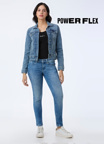 Women Blue Mid Rise Skinny Fit Powerflex Jeans