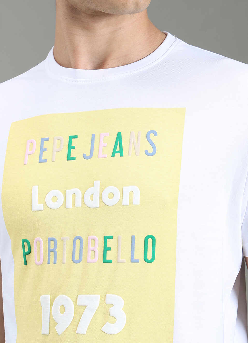 Men White Slim Fit Graphic T-shirt, , large image number 1