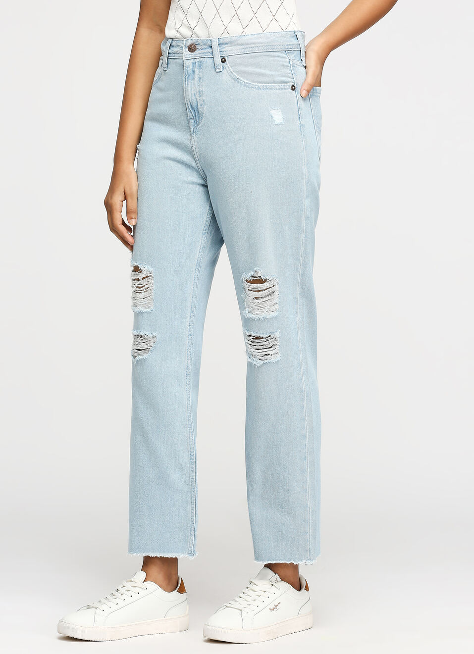 Robyn Light Blue High Rise Straight Fit Jeans, , large image number 3