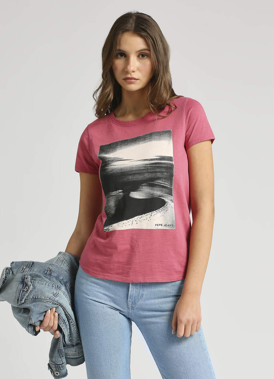 English Rose Pigment Graphic Print Short Sleeve T-shirt, , large image number 0