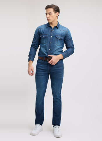 Men Blue Slim Fit Mid Rise Jeans 