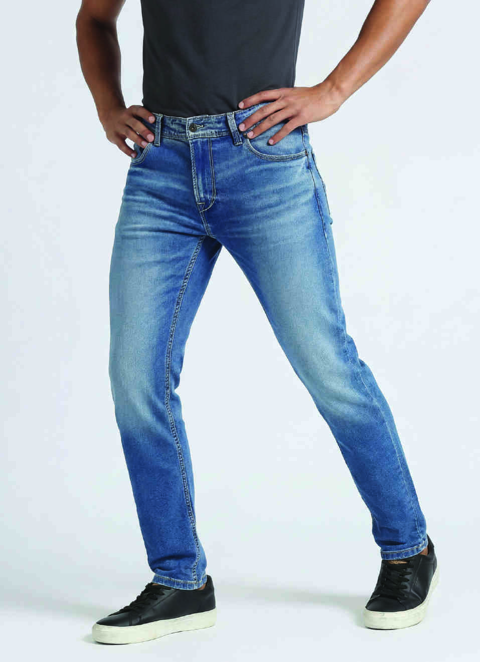 Danial Blue Low Waist Tapered Jeans, , large image number 0