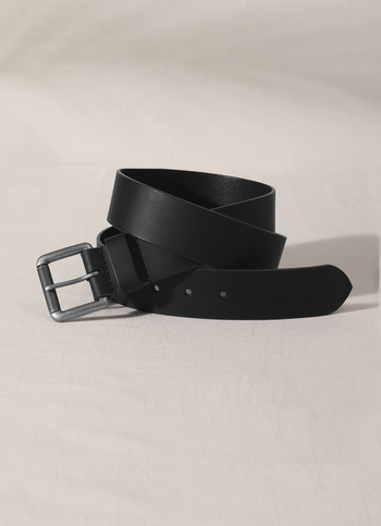 Black Printed Leather Belt