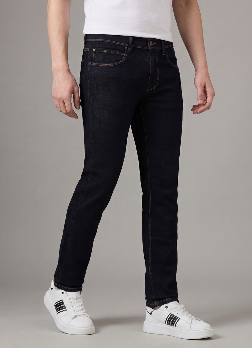 Men Raw Mid Rise Slim Fit Powerflex Jeans, , large image number 0