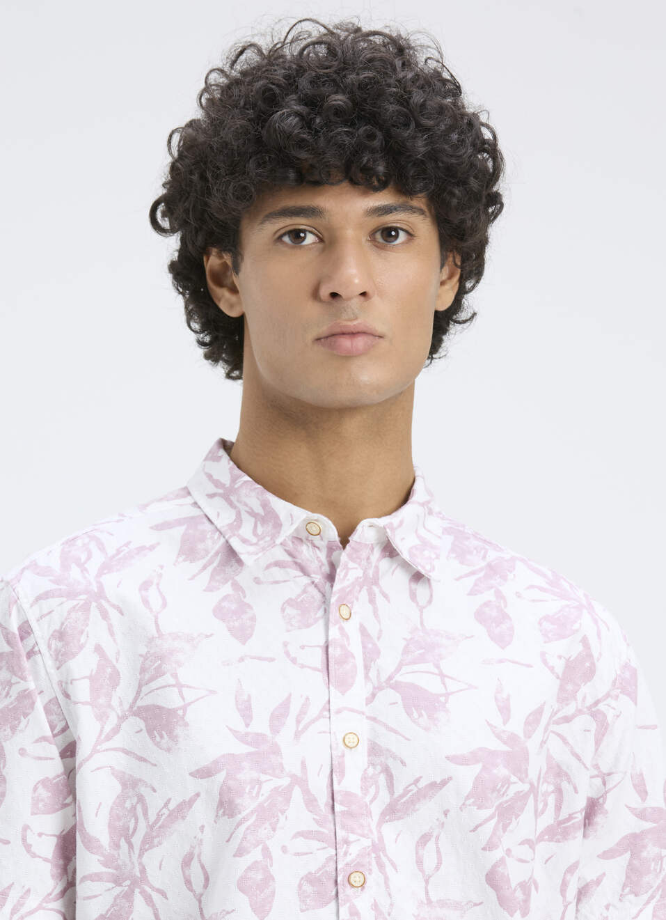 Men Purple Botanical Print Short Sleeve Shirt, , large image number 4