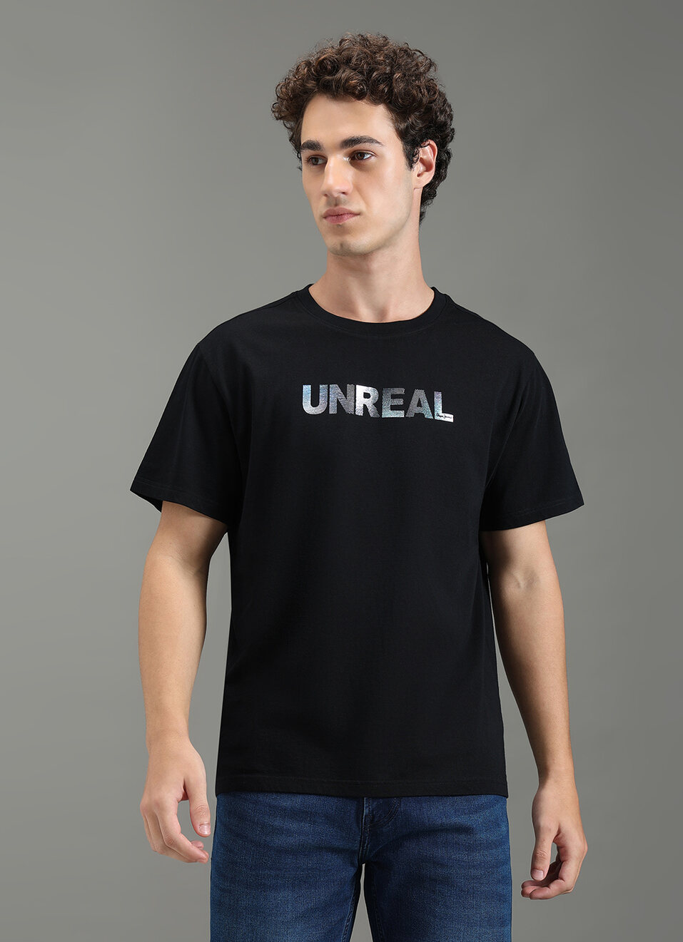 Men Black Graphic Relaxed Fit T-shirt, , large image number 5