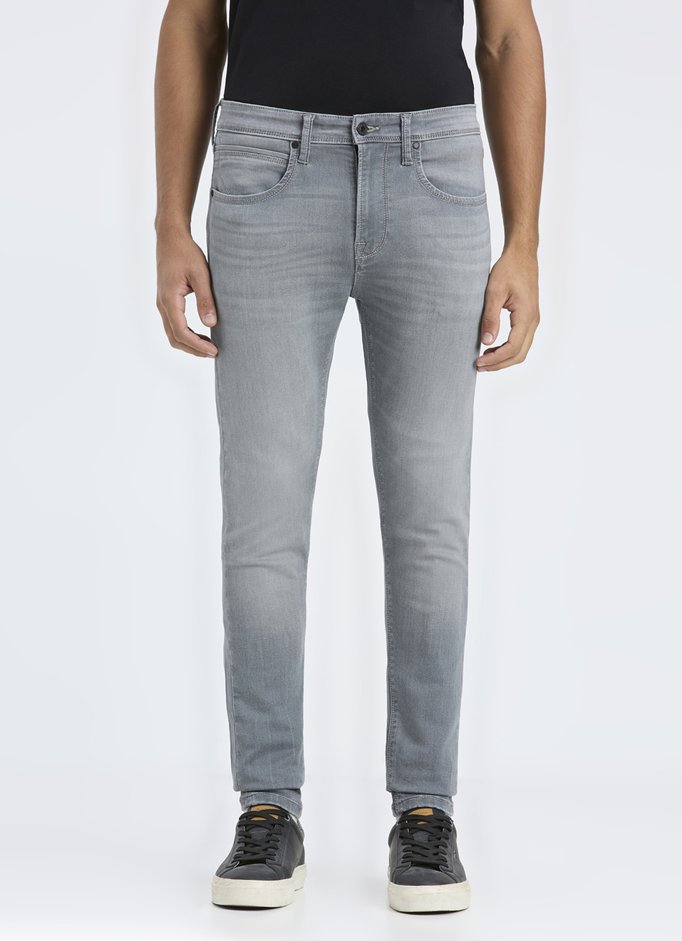 Men Grey Mid Rise Slim Fit Gymindigo Jeans, , large image number 6