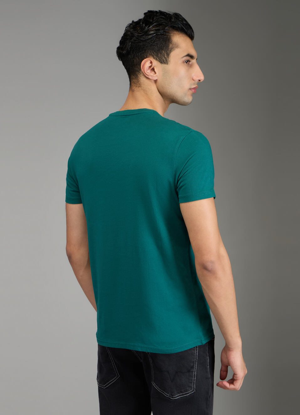 Men Green Graphic Slim Fit T-shirt, , large image number 2