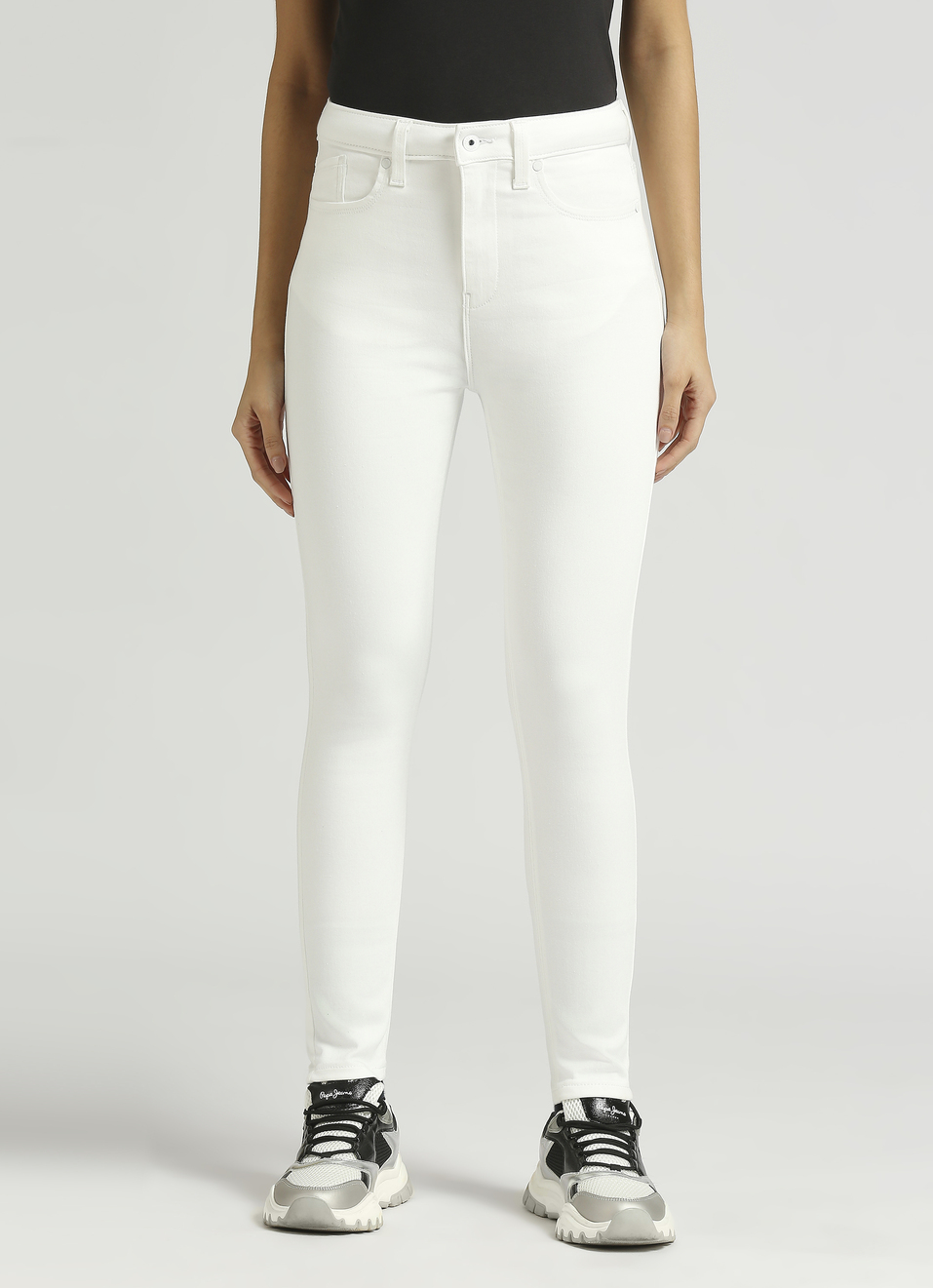 Dion White High Waist Skinny Fit Powerflex Jeans, , large image number 1