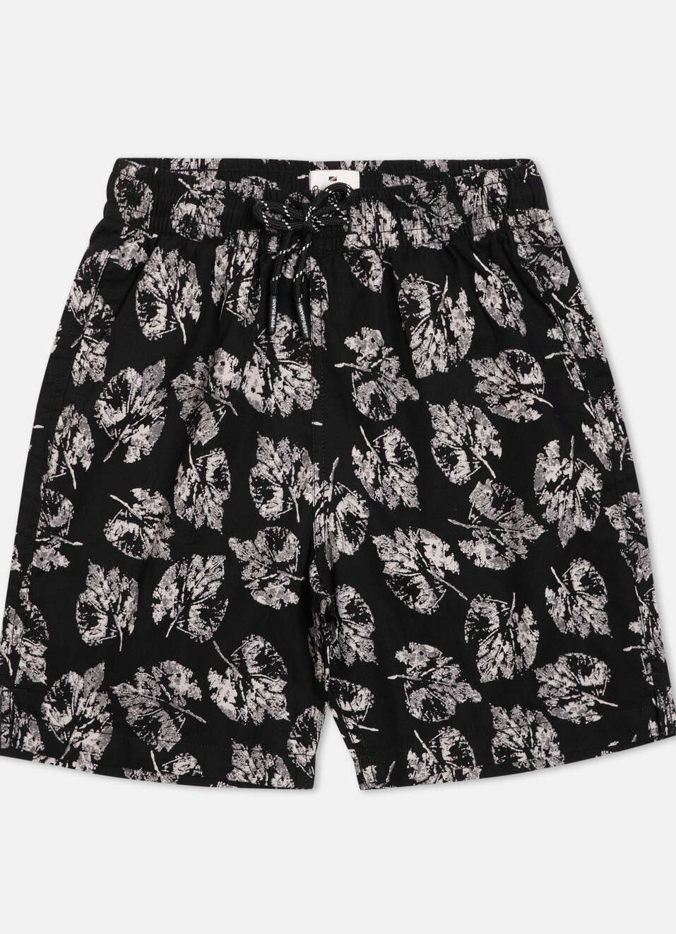 Boys Black Printed Elasticated Shorts, , large image number 0