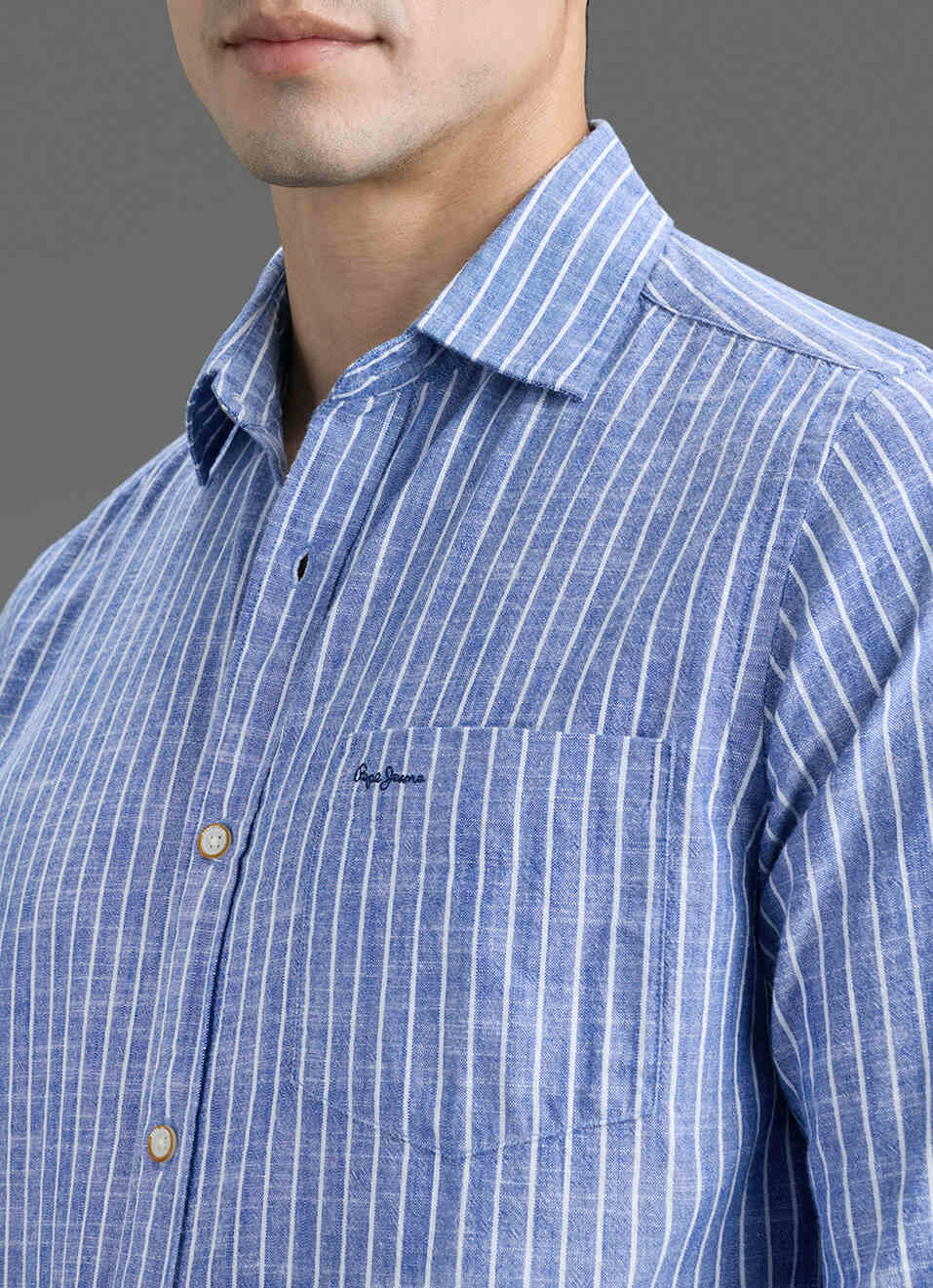 Men Blue Striped Long Sleeve Shirt, , large image number 1
