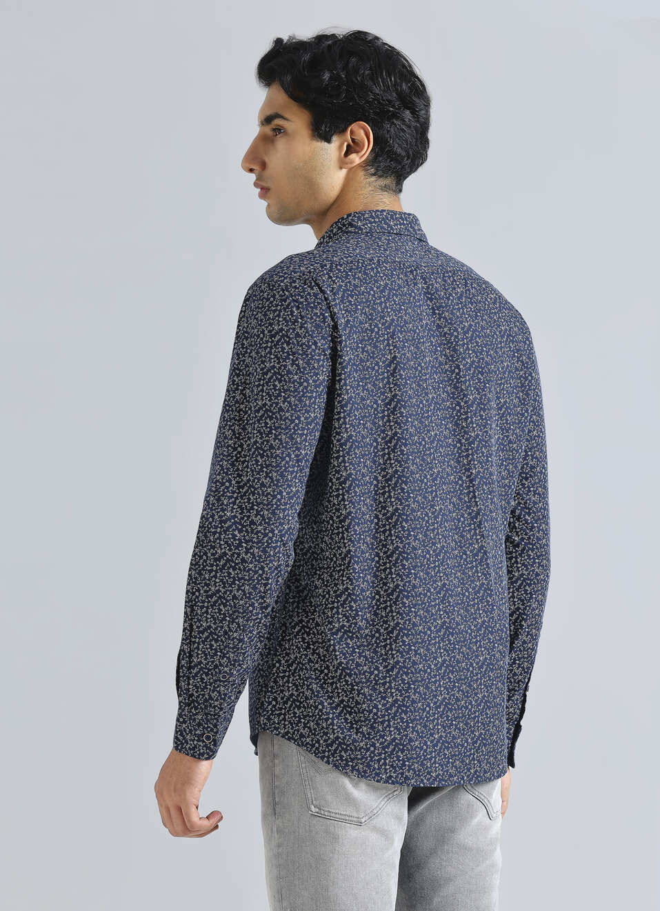 Navy Floral Full Sleeve Shirt, , large image number 2