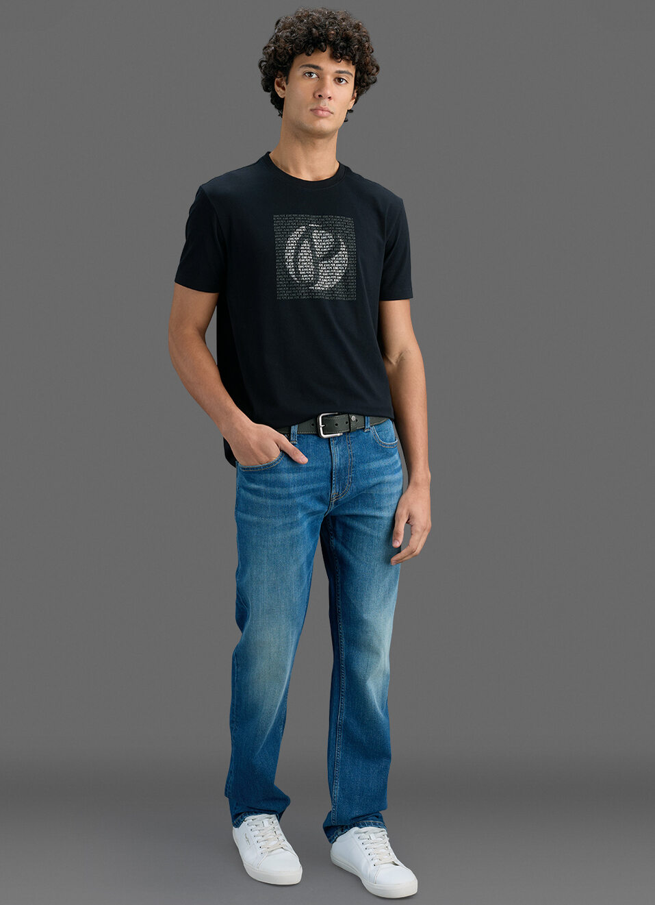 Men Black Slim Printed T-shirt, , large image number 2